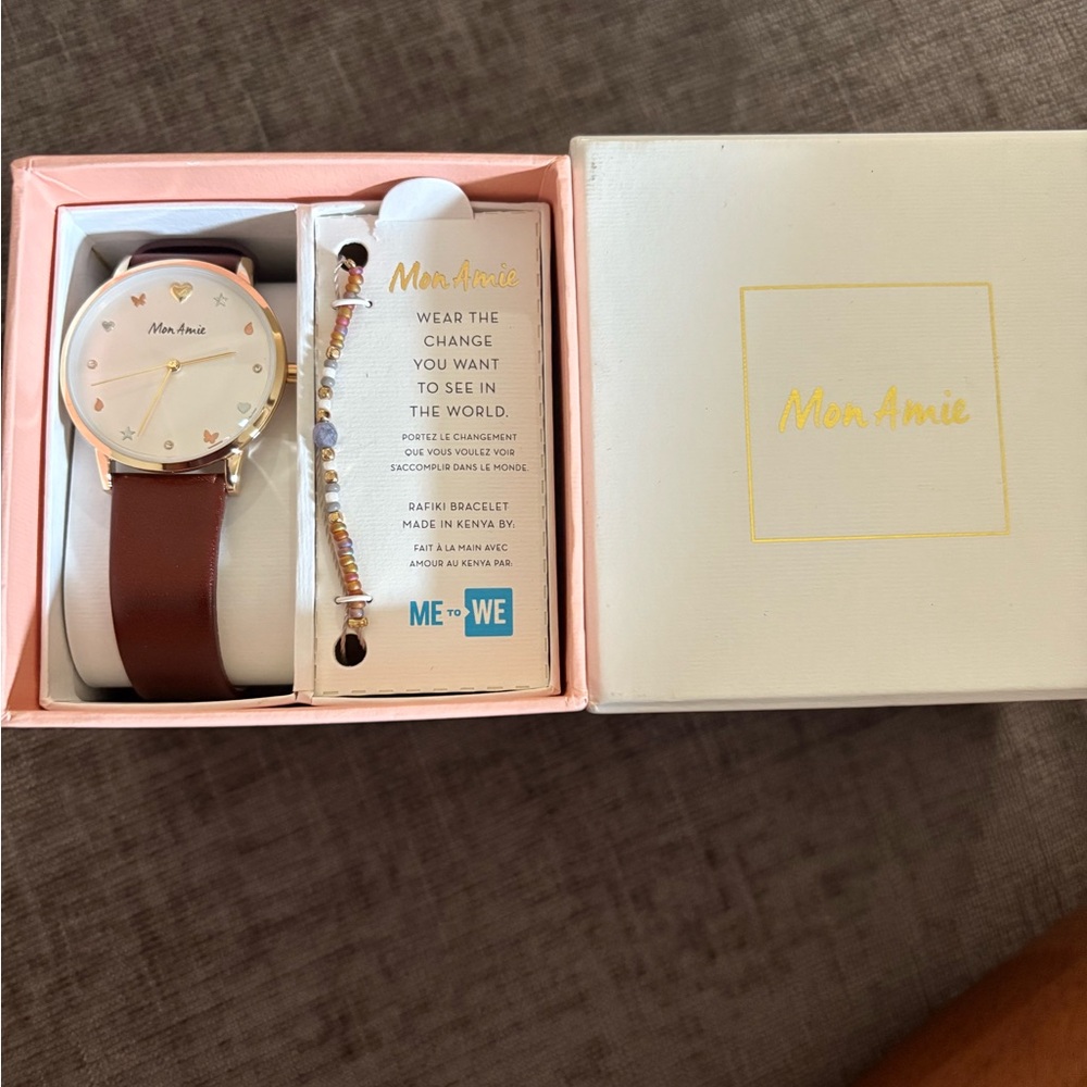 Mon Amie Brown Leather Strap Watch